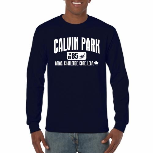 Cotton Long Sleeve, printed with a 1-colour Calvin Park front logo