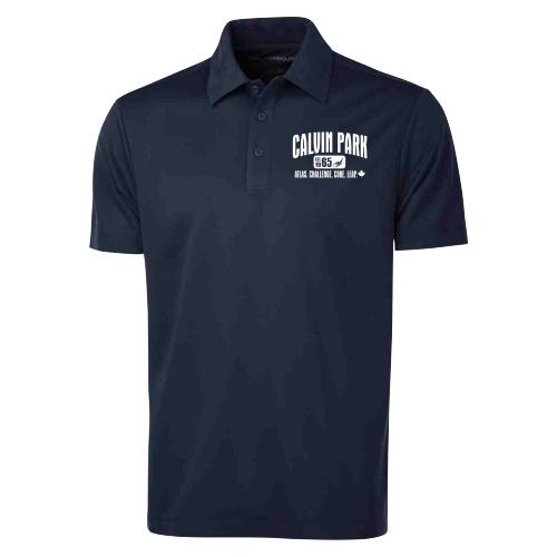 Men's pique knit performance polo, embroidered with Calvin Park left chest logo
